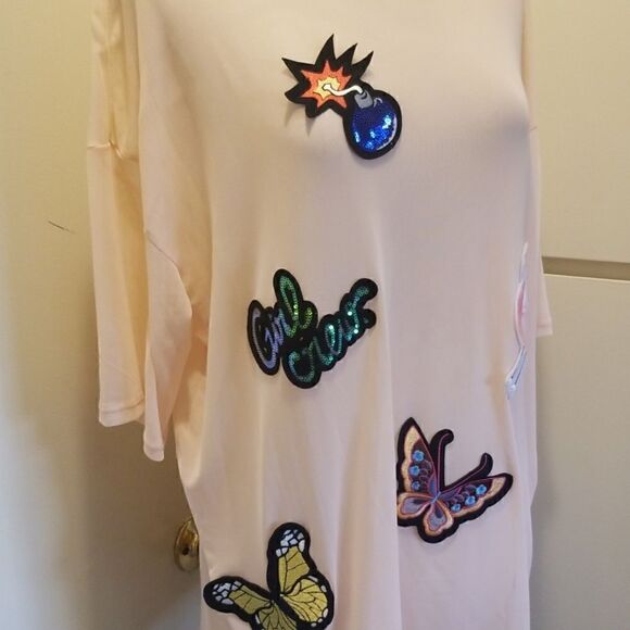 H and M Mesh Oversized T, Pale Peach,  sz.M,NWOT - Picture 2 of 7